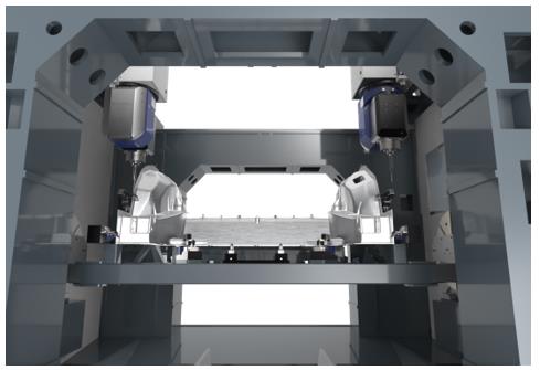 普拉迪大型一體化壓鑄車身結(jié)構(gòu)件加工設(shè)備，雙五軸龍門加工中心（5）